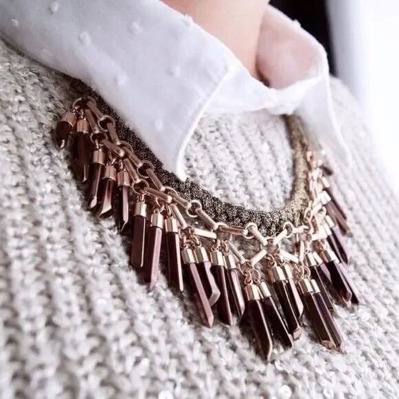 stella & dot ~ bronze shimmering bora fringeβnecklace - Picture 4 of 13